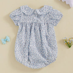 Baby Girls Onesie Bowknot Embroidered Print