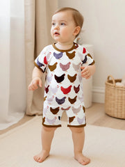 Baby Chicken Print Romper | Summer Jumpsuit