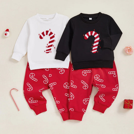 Toddler Baby Boy Candy Cane Sweatshirt & Pants Christmas Outfit