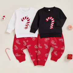 Toddler Baby Boy Candy Cane Sweatshirt & Pants Christmas Outfit