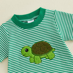 Baby Boy Turtle Embroidered Outfit