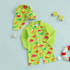 Baby Boys Rash Guard Swimsuit with Swim Cap | Comfy Tummies