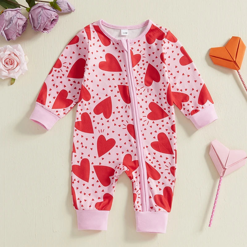 Baby Girl Heart Romper | Cozy Valentine’s Jumpsuit