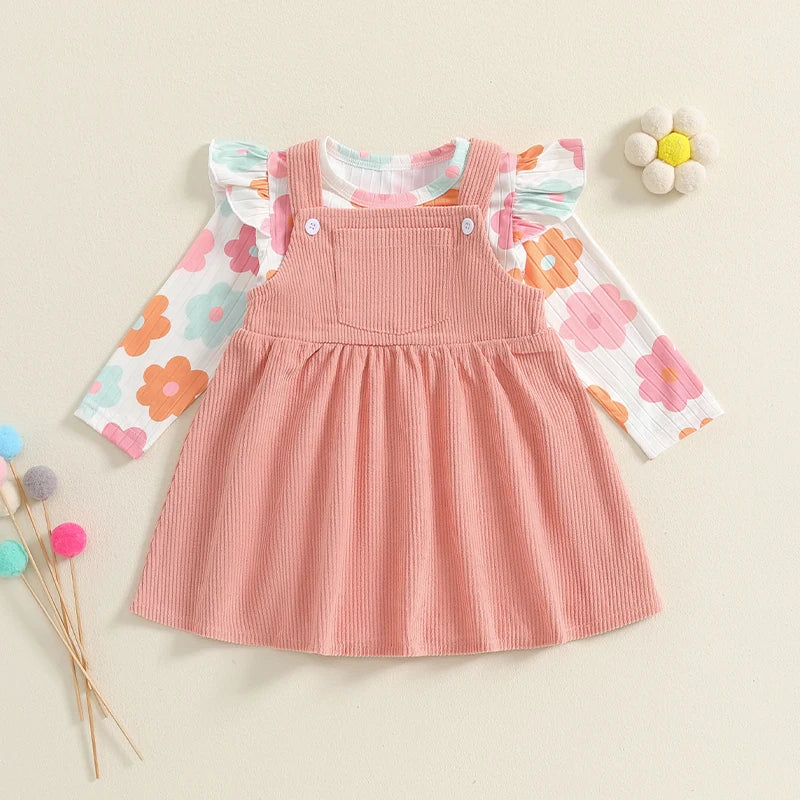 Baby Girl Floral Romper | Overall Dress Set