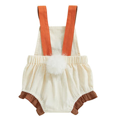 Baby Boys Sleeveless Bunny Carrot Embroidery Overalls
