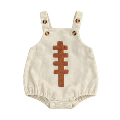 Newborn Unisex Sleeveless Football Embroidery Overalls