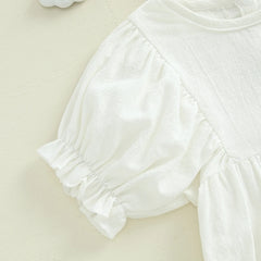 Baby Girl Solid Color Short Sleeve Onesie with Headband