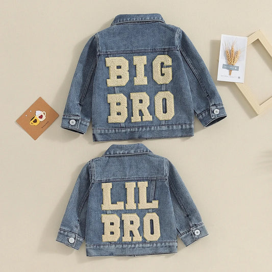 Baby Boys Letter Embroidery Denim Jacket