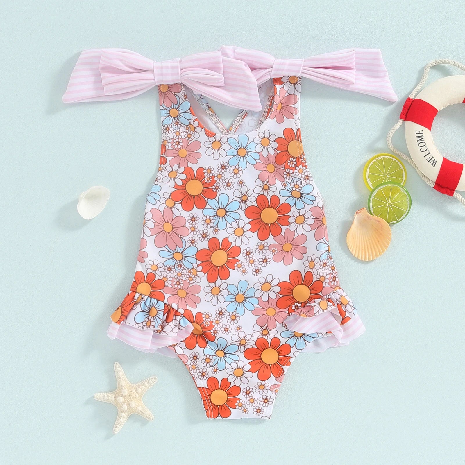 Floral Baby Girl Swimsuit with Ruffles | Summer Ready