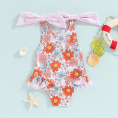 Floral Baby Girl Swimsuit with Ruffles | Summer Ready