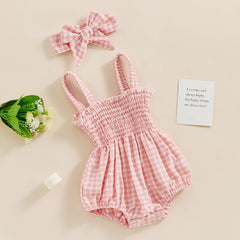 Baby Girl Summer Floral Plaid Onesie
