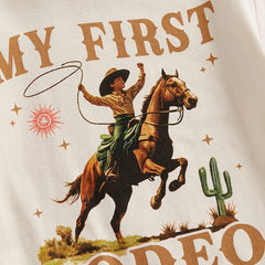 Unisex Letter Riding Horse Print Short Sleeve Infant Onesie