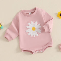 0–18M Baby Girl Embroidered Long Sleeve Flower Romper