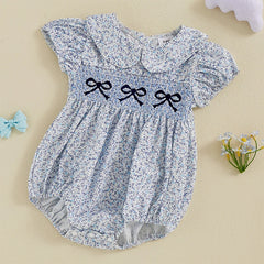 Baby Girls Onesie Bowknot Embroidered Print
