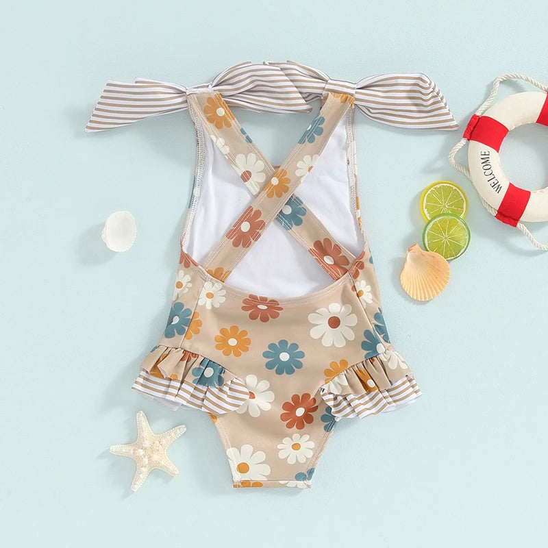 Floral Baby Girl Swimsuit with Ruffles | Summer Ready