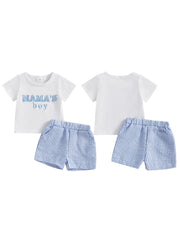 Boy Printed Tee & Elastic Waist Shorts Summer Set