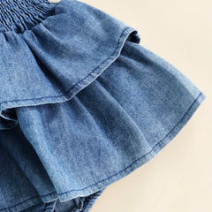 Infant Baby Girl Sleeveless Suspender Pleated Design Ruffle One Piece