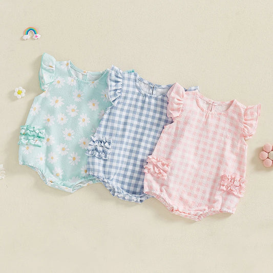 Baby Girl Plaid Frill Onesie