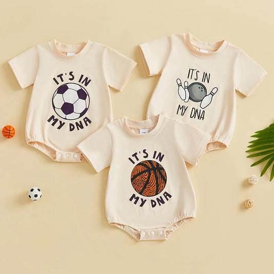 Baby Boys Letter Football/Basketball/Bowling Print Onesie