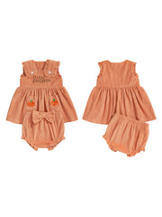Baby Girl Sleeveless Top & Ruffle Shorts Pumpkin Halloween Set