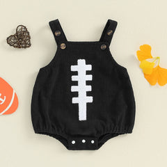 Newborn Unisex Sleeveless Football Embroidery Overalls