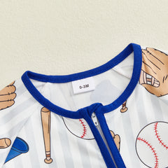 0-1Y Baby Boy Baseball Fall Romper