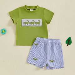 Baby Boy Alligator Tee & Pocket Shorts Summer Set