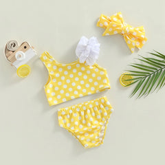 0-3Years Kid Girls 2pcs Swimsuit Sleeveless Dot / Cup Cake Print Tops Summer Beach Shorts
