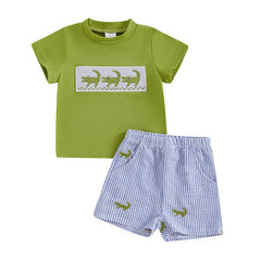Baby Boy Alligator Tee & Pocket Shorts Summer Set