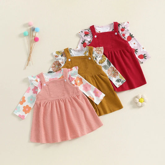 Baby Girl Floral Romper | Overall Dress Set