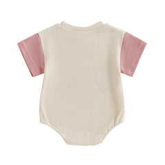 Baby Girl "Auntie's Bestie" Contrast Color Letter Embroidery Waffle Onesie