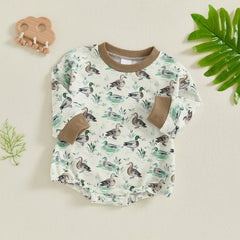 Baby Girls Duck Print Long Sleeve Fall Onesie