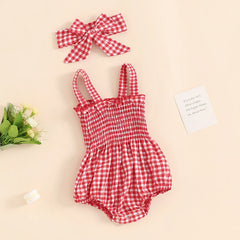 Baby Girl Summer Floral Plaid Onesie