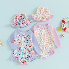 Baby Girls Floral Print Bathing Suit Set