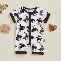 Baby Boy Western Horse Print Romper