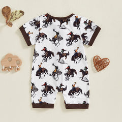 Baby Boy Western Horse Print Romper
