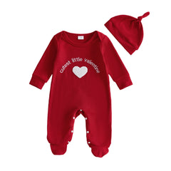 0–18M Baby Unisex Long Sleeves and Heart Embroidery Valentine’s Romper