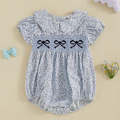 Baby Girls Onesie Bowknot Embroidered Print