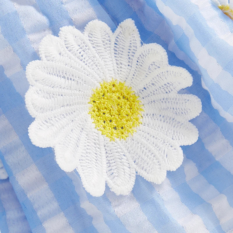 Baby Girl Plaid Romper Dress with Hat | Summer Outfit