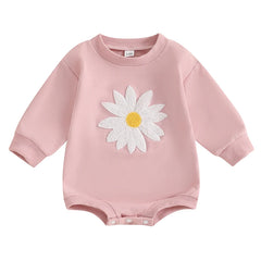 0–18M Baby Girl Embroidered Long Sleeve Flower Romper