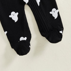 Baby Boys’ Halloween Ghost Print Footies with Hat
