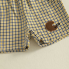 Baby Boy Car & Rugby T-Shirt + Plaid Shorts Set
