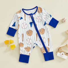0-1Y Baby Boy Baseball Fall Romper