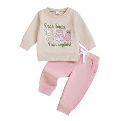 Toddler Baby Girl Santa Sack Sweatshirt & Pants Christmas Outfit