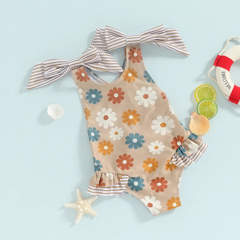 Floral Baby Girl Swimsuit with Ruffles | Summer Ready