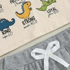 Toddler Boy Dinosaur Print Short Sleeve Tee & Solid Shorts Summer Set