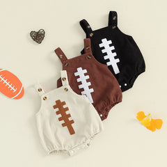 Newborn Unisex Sleeveless Football Embroidery Overalls