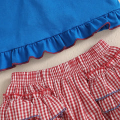 Baby Girls Independence Day Flag Embroidery Shorts Sets