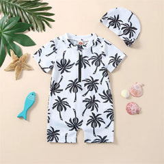 Baby Boy Swimsuit with Hat | Sun-Protective & Comfy