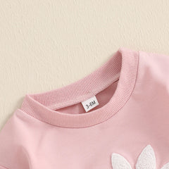 0–18M Baby Girl Embroidered Long Sleeve Flower Romper